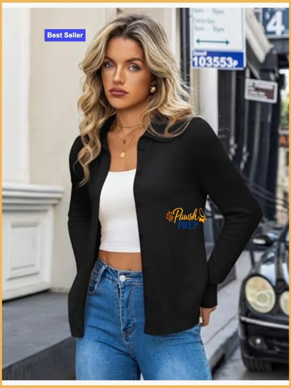 Curated Cardigan Sweater - Lightweight Long Sleeve Button Down Lapel Collar - Picture 2 of 4